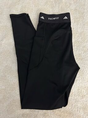 Adidas Techfit Stash Pocket Leggings Black Compression Size S
